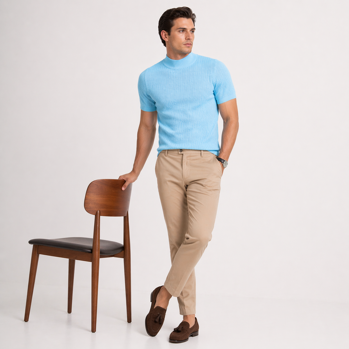 ZENO Premium Textured Mock Neck T-Shirt