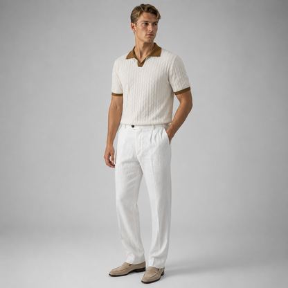 WALDRON Premium Contrast V-Neck Polo