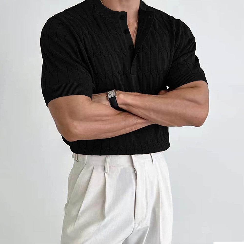 FINNIX Cable-Knit Henley Polo