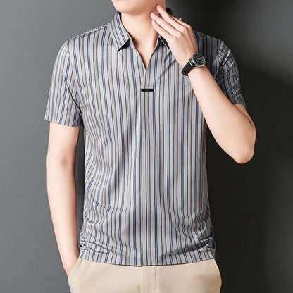 ADRIANO Breathable Silk Striped Shirt