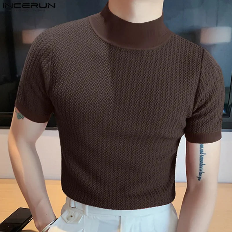 ZENO Premium Textured Mock Neck T-Shirt
