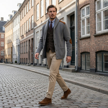 RUDRIK Shawl Collar Suede Cardigan