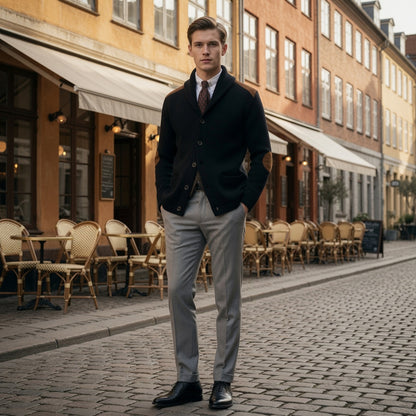 RUDRIK Shawl Collar Suede Cardigan