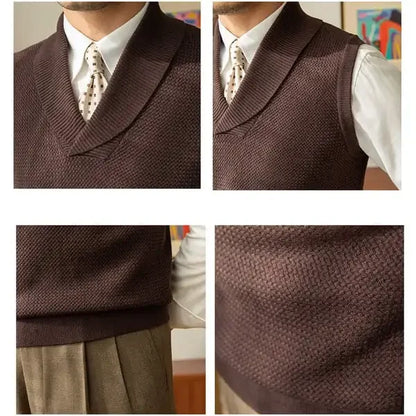 HESLEY Open Collar Knitted Vest