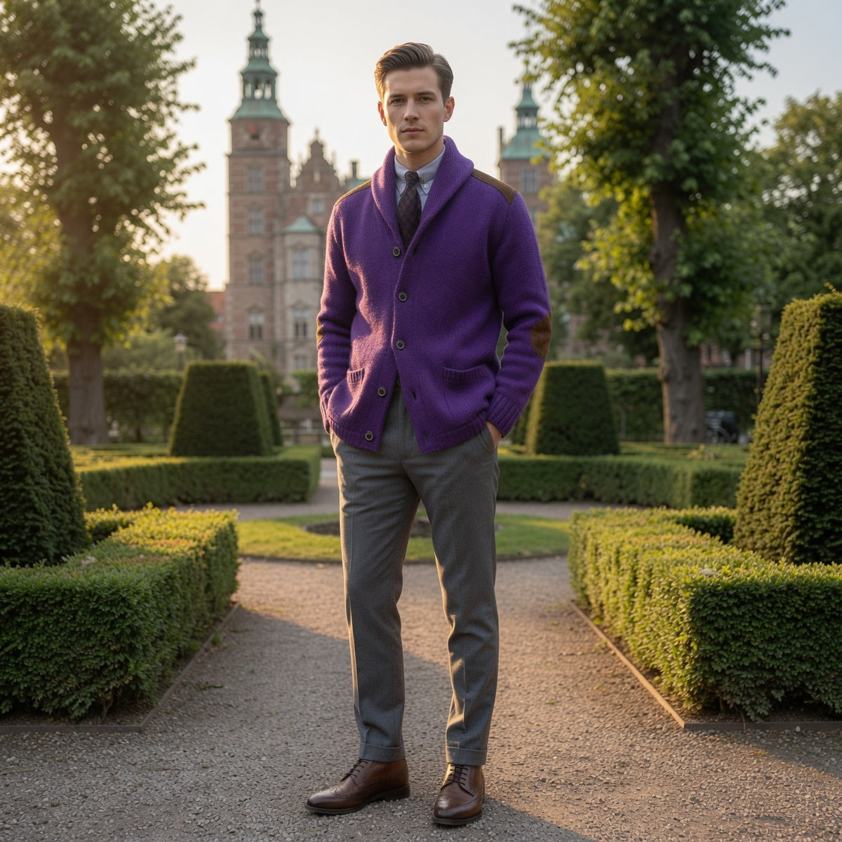 RUDRIK Shawl Collar Suede Cardigan