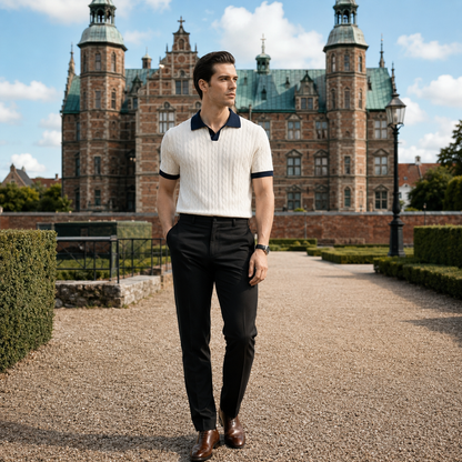 WALDRON Premium Contrast V-Neck Polo