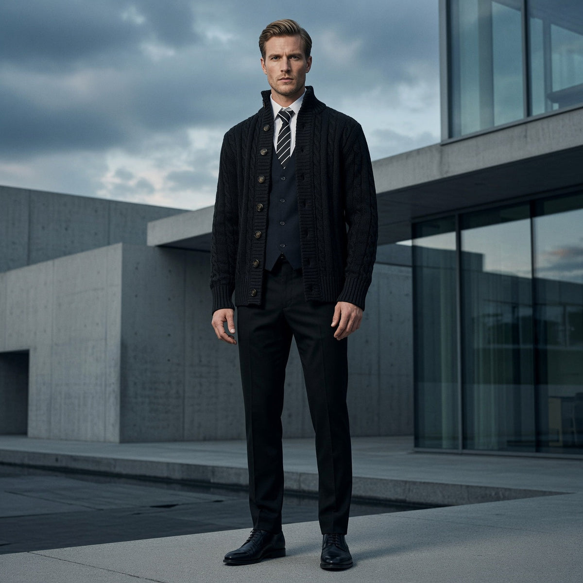 LARSEN Stand Collar Cardigan