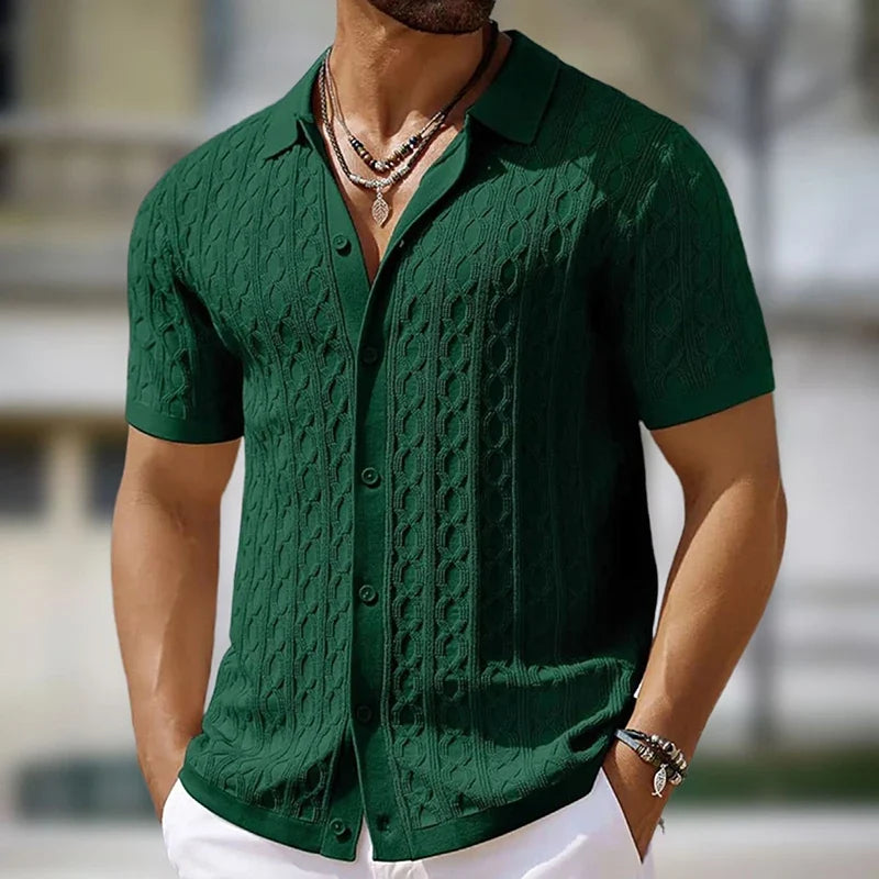 DUXE Button-Up Knit Polo