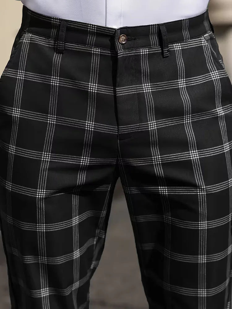 TOTA Men Slim-fit Plaid Trousers