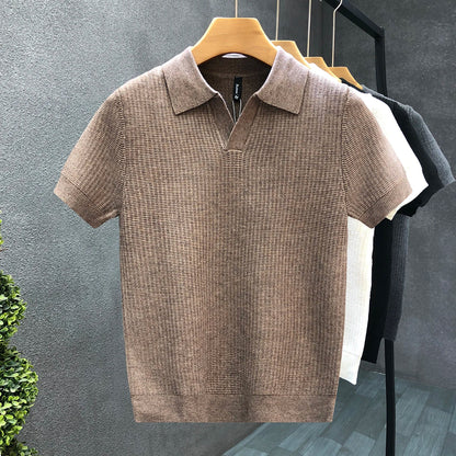 Men´s Knitted V-neck Polo Shirt