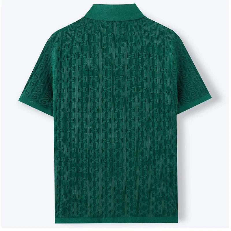DUXE Button-Up Knit Polo
