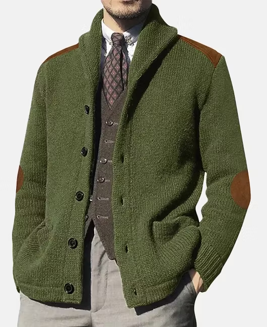 RUDRIK Shawl Collar Suede Cardigan
