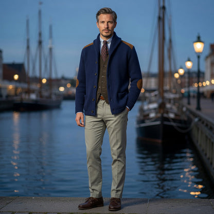 RUDRIK Shawl Collar Suede Cardigan