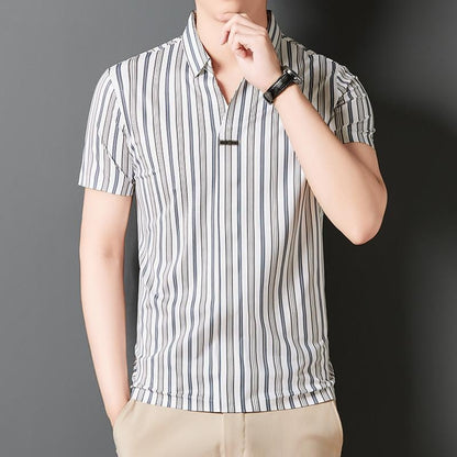 ADRIANO Breathable Silk Striped Shirt