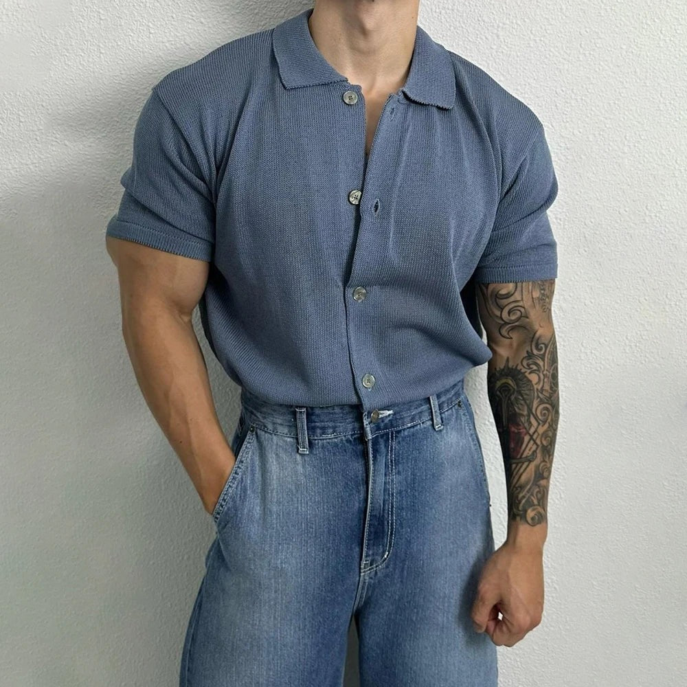 WESLEY Premium Full-Button Knit Polo