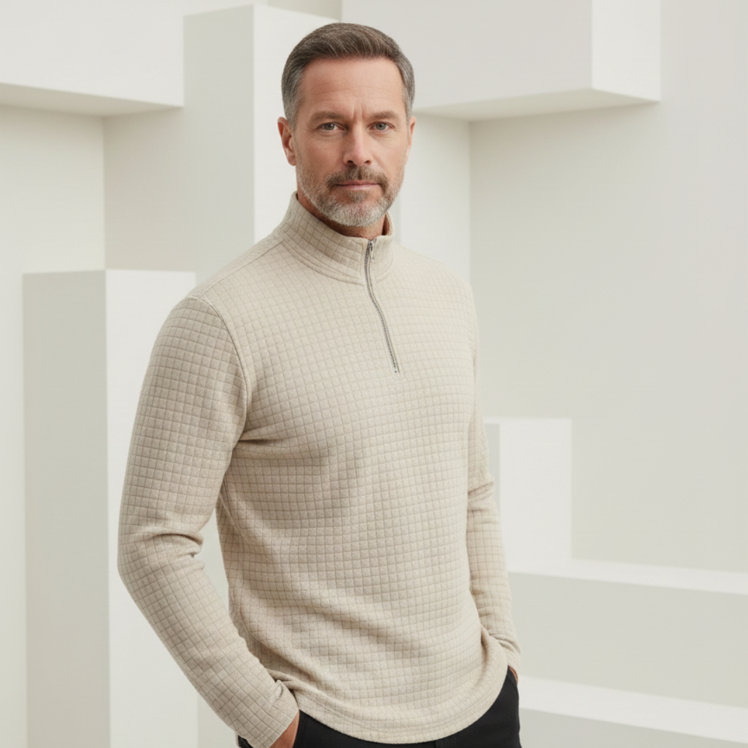 Astrix Quarter-Zip Checkered Sweatshirt