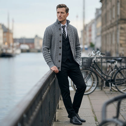 LARSEN Stand Collar Cardigan