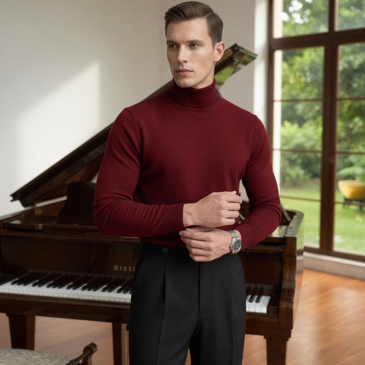 DARRO Stretchy Mock Neck Pullover