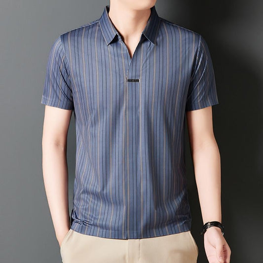 ADRIANO Breathable Silk Striped Shirt