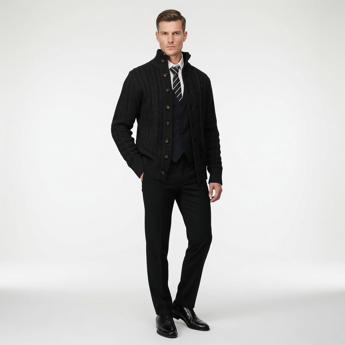 LARSEN Stand Collar Cardigan
