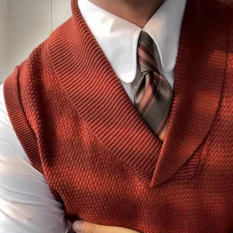HESLEY Open Collar Knitted Vest