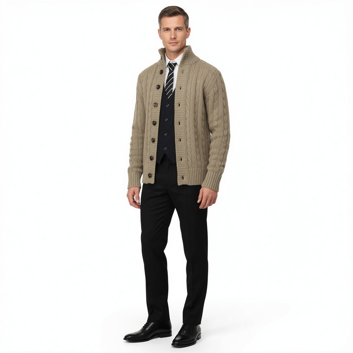 LARSEN Stand Collar Cardigan