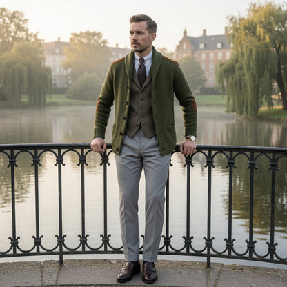 RUDRIK Shawl Collar Suede Cardigan