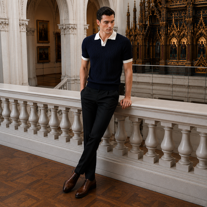 WALDRON Premium Contrast V-Neck Polo