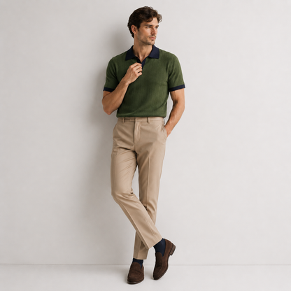 WALDRON Premium Contrast V-Neck Polo