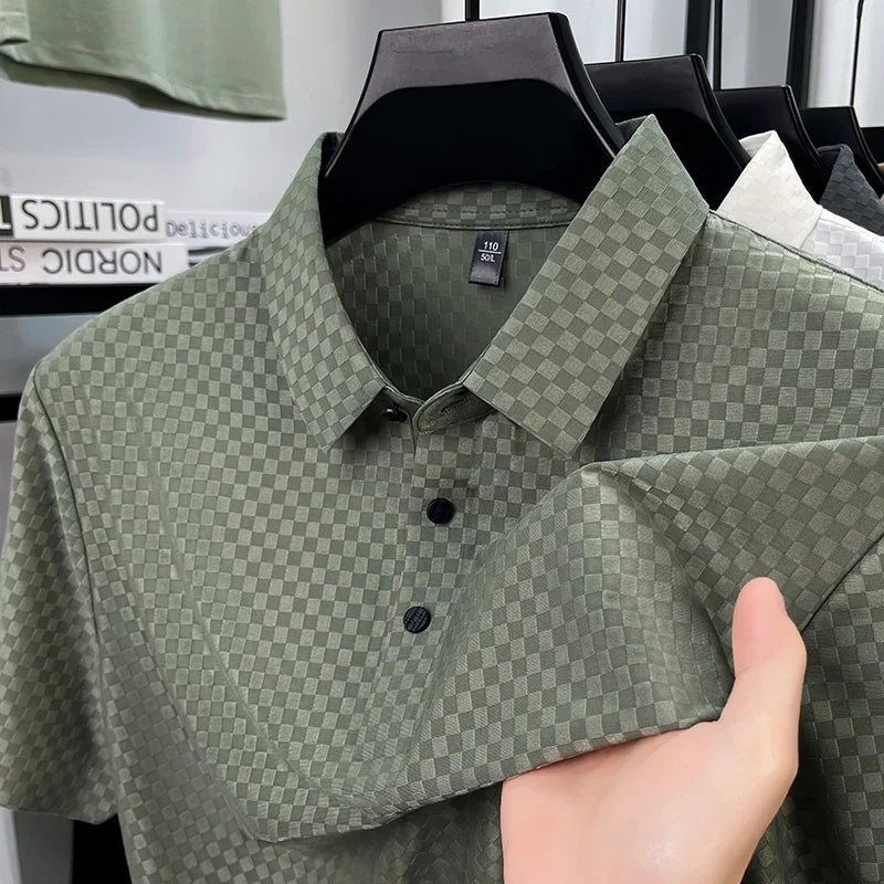 CHEZZ Waffle Textured Silky Cool Polo