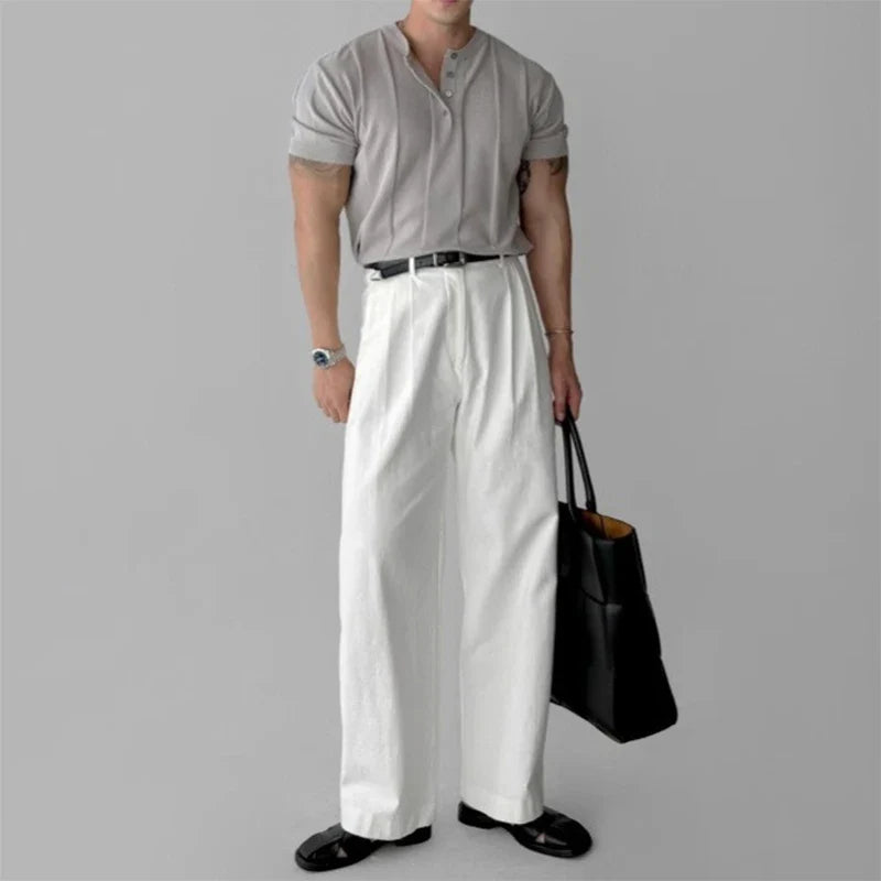 GAVIN Premium Pleated Henley Tee