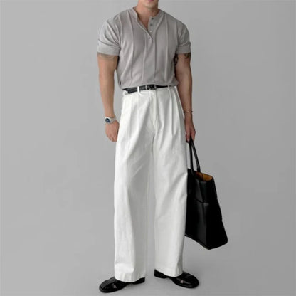 GAVIN Premium Pleated Henley Tee