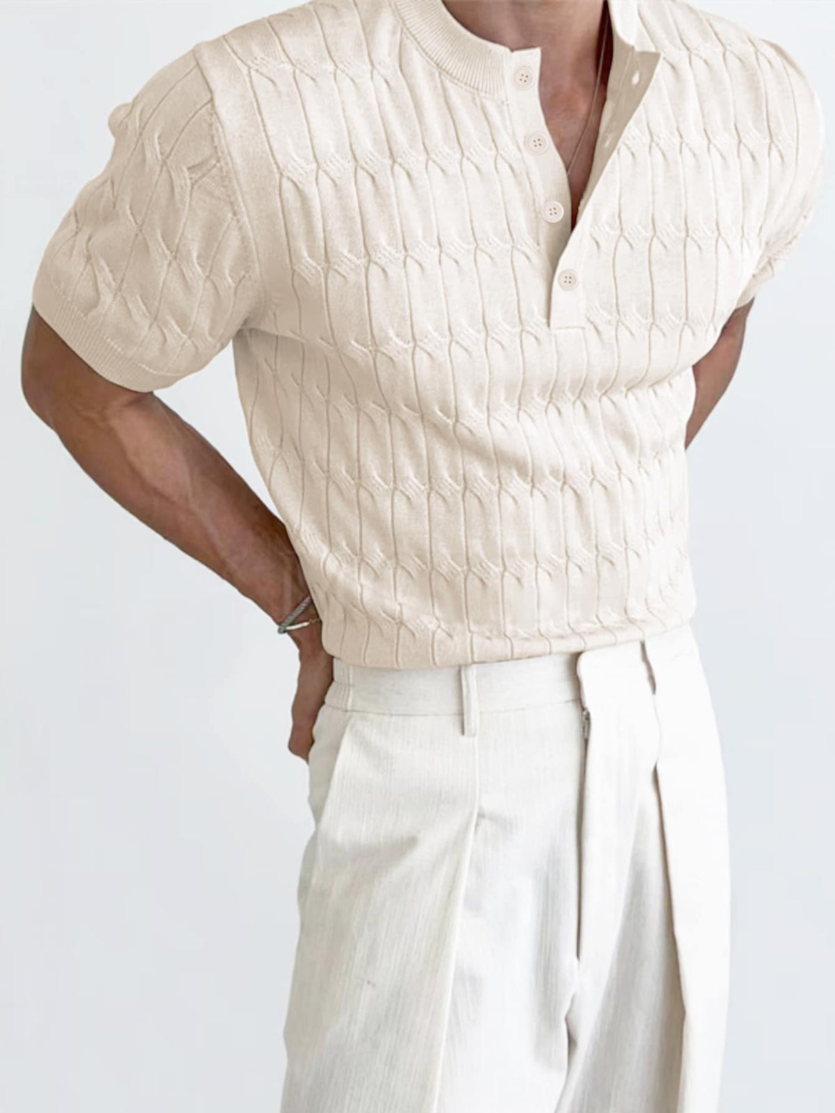 FINNIX Cable-Knit Henley Polo