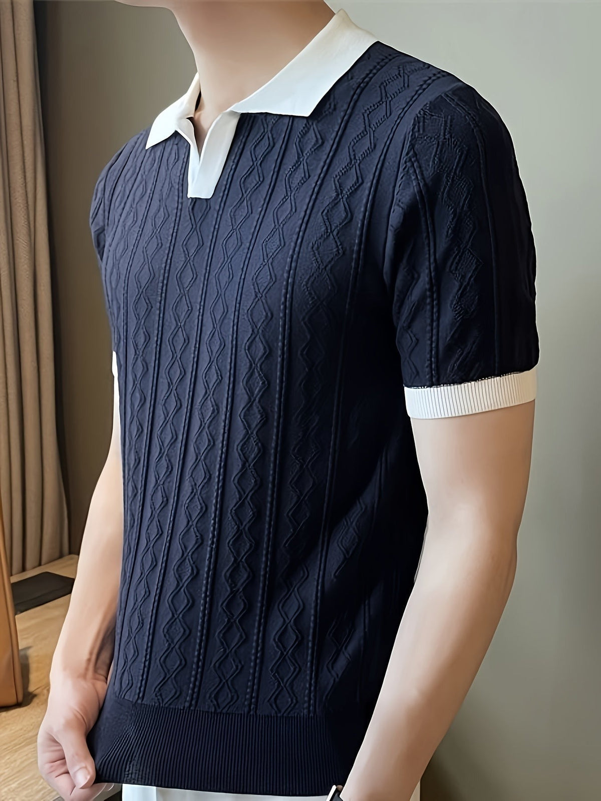 WALDRON Premium Contrast V-Neck Polo