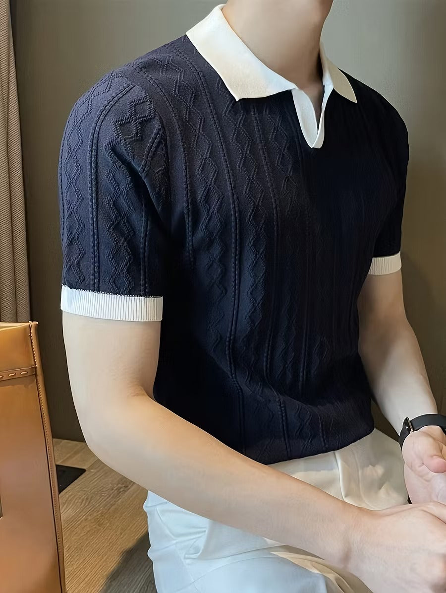 WALDRON Premium Contrast V-Neck Polo