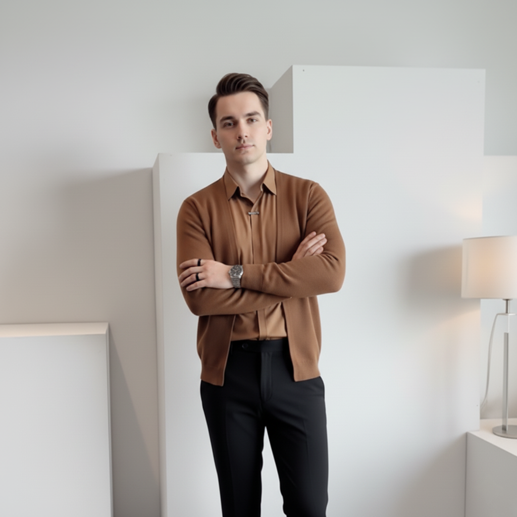 Ashmere Cardigan Layered Premium Polo Shirt